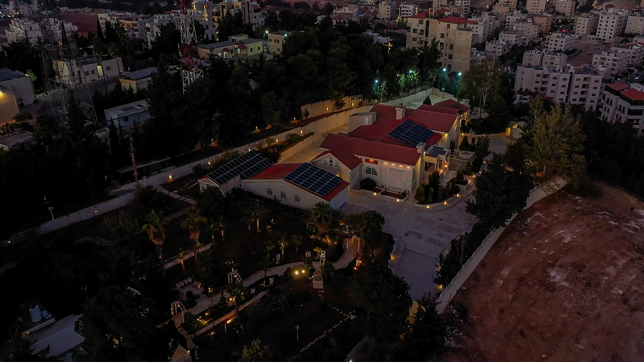 Aerial of The Amman Estate at golden hour