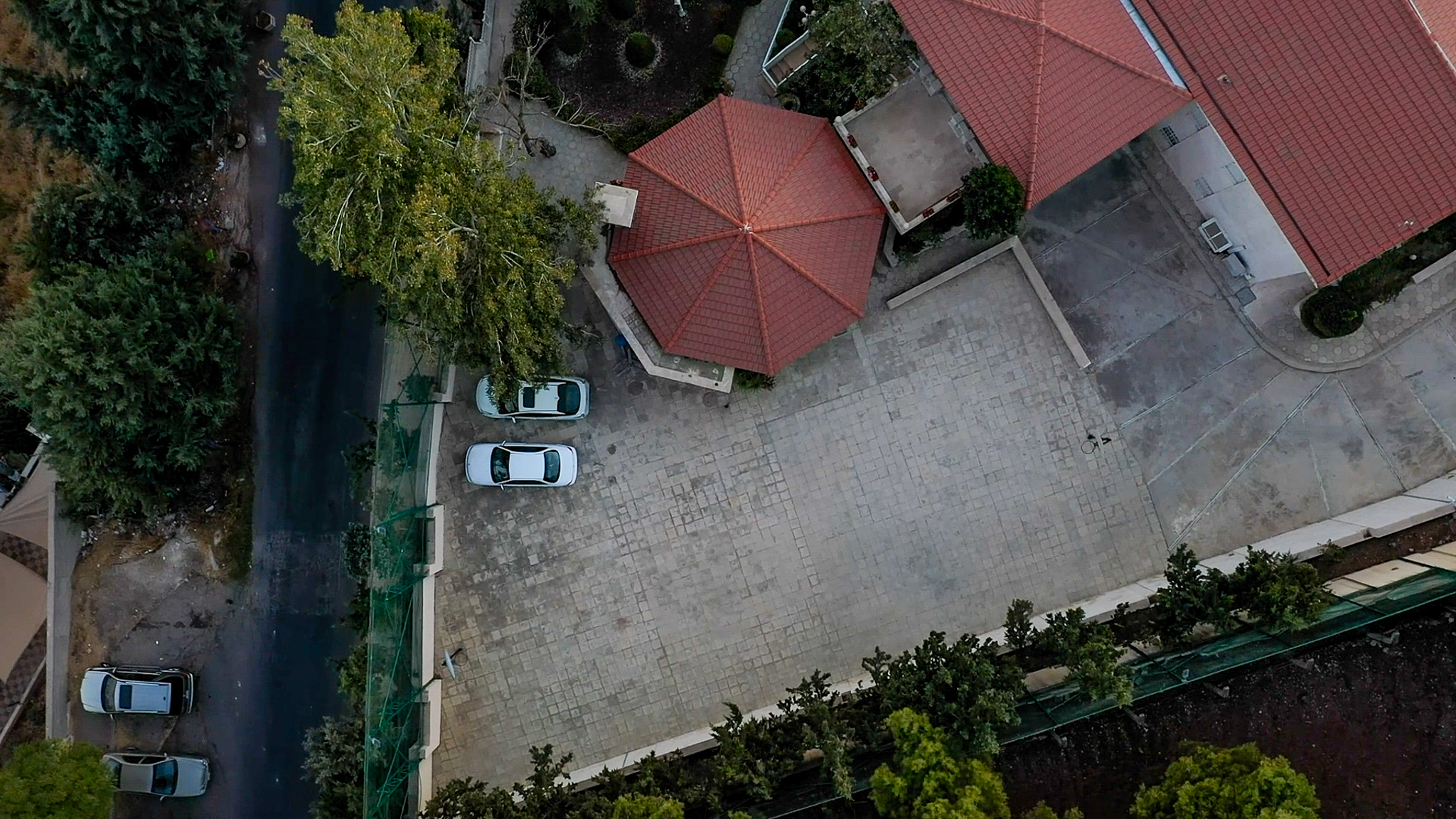 Aerial of The Amman Estate grounds at dusk